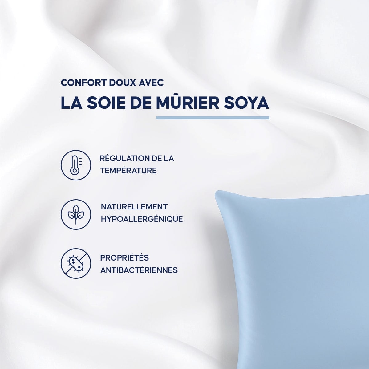 Housse d’Oreiller en Soie Naturelle Soya